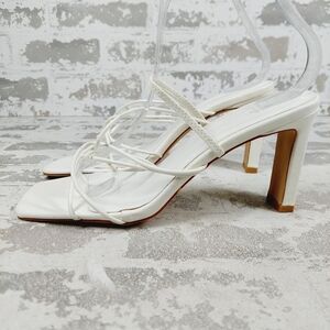 NEW Billini Osara White Strappy Slip On Mules High Heeld Sandals B273